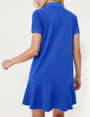 Image of Kissonic Women's Polo Dress Short Sleeve V Neck Ruffle Hem Casual Summer Golf Tennis Mini Shirt Dresses