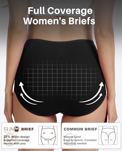 Sunm Boutique Combed Cotton Underwear for Women, High Waisted Soft Briefs - image 7
