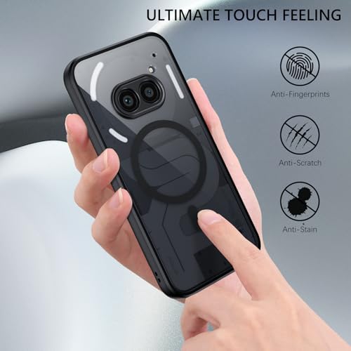 Image of GUAGUA Polycarbonate Clear Case For Nothing Phone 2A Case, [Compatible With Magsafe] Magnetic Anti-Scratch Translucent Matte Back Slim Shockproof Phone Cover,Clear