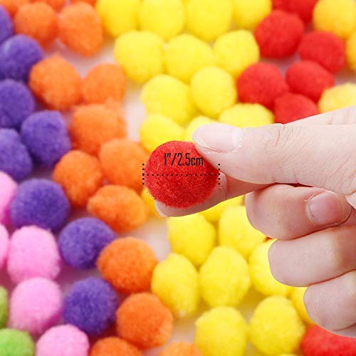 300 Pieces 1 Inch Assorted Pom Poms, Craft Pom Pom Balls, Colorful Pompoms For Diy Creative Crafts Decorations, Kids Craft Project #TOP5