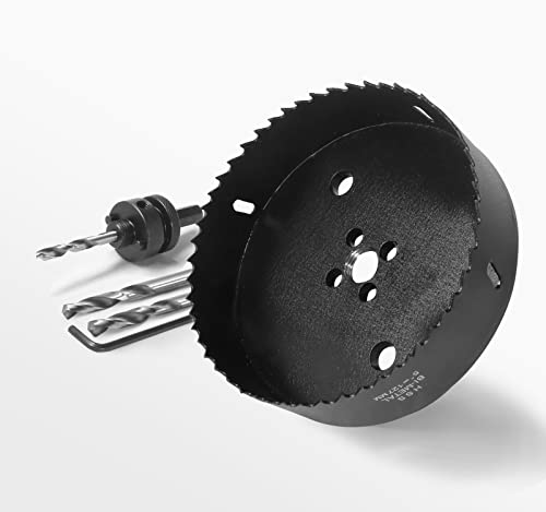 Image of 5 Inch Hole Saw with 1 /2 inch Hex Shank Quick Change Arbor, JTemgle Bi-Metal Hole Saw Heavy Duty Hole Cutting Tool for Cornhole Boards, Recessed Lights, Wood, Plastic, Drywall & Soft Metal