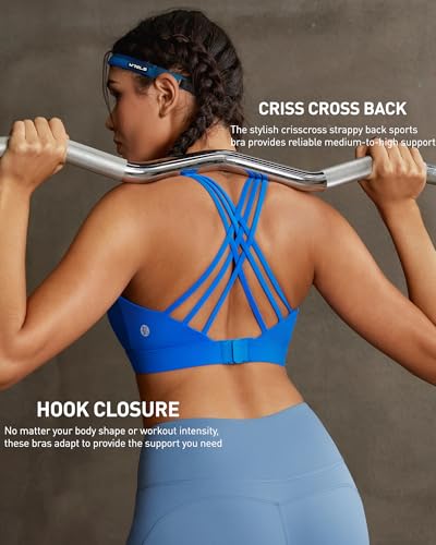 Image of RUNNING GIRL Sports Bras for Women,Crisscross Back High Impact Sports Bra with Hook Closure Workout Supportive Bra