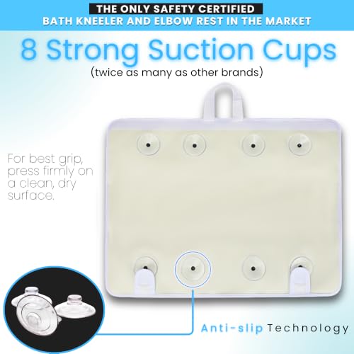 Image of Supa Ant Bath Kneeler -8 Suction Cups & 1.5 inch Padding.Certified Non Toxic Bath Kneeling Pad for Bath Tub & 5 Bath Organizer. Fast Dry Baby Bath Kneeler and Elbow Rest Pad Set Blue