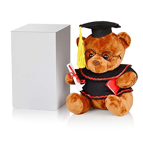 Yixiang Graduation Bear - Graduation Plush Bear, Stuffed Animal Bear With Glasses, Grad Cap, Diploma And Props - Graduation Gift, 8.5 Inches, Brown #TOP4