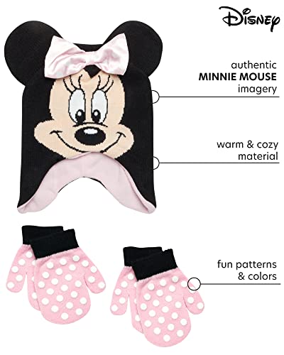 Disney Girls Minnie Mouse And Vampirina Winter Hat And 2 Pair Mitten Or Glove Set (Toddler/Little Girl), Pink Minnie Mittens 2-4 #TOP1
