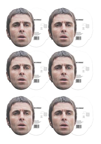Star Cutouts CMP004 Liam Gallagher Masks Six Pack Cardboard Face Masks With Tabs and Elastic, Liam Masks Six Pack, Lifesize - Image 2