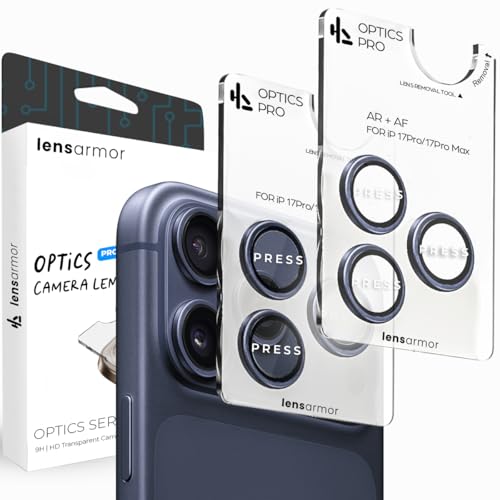 Image of Lensarmor Compatible with iPhone 17 Pro / 17 Pro Max Camera Lens Protector Deep Blue (2-Pack) - 9H Tempered Glass, Military-Grade Anti-Scratch, Ultra-Slim Case-Friendly, Easy Install Frame