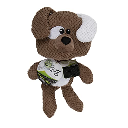 Image of goDog Checkers Dog Squeaky Plush Dog Toy, Chew Guard Technology - Brown, Large