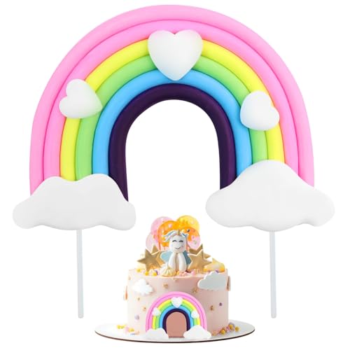 Decoración para Tartas Arco Iris, Arcoiris Tarta de Cumpleaños, Decoración Personalizada para Tartas Arco-iris para Tarta Cupcakes y Postres Fiestas y bodas Adultos y Niños