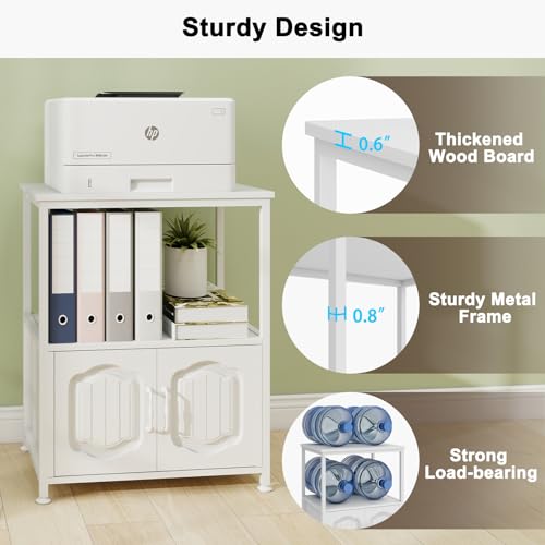 Image of Natwind 3 Tier Printer Stand, Filling File Cabinet with Open Shelves,White