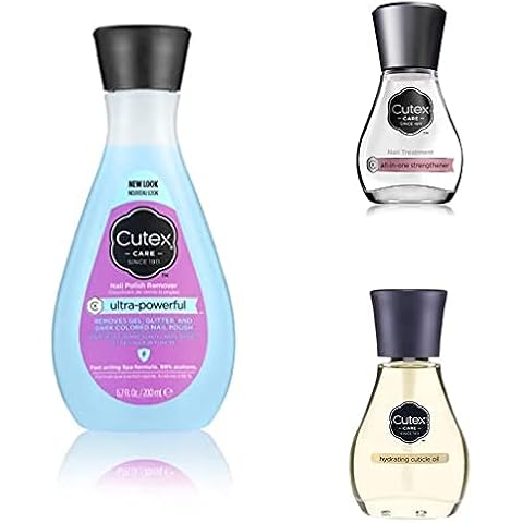 CUTEX 3 Step Nail Care Routine PREP with Ultra Powerful Nail Varnish Remover TREAT with All-in-One PROTECT with Cuticle Oil Cover