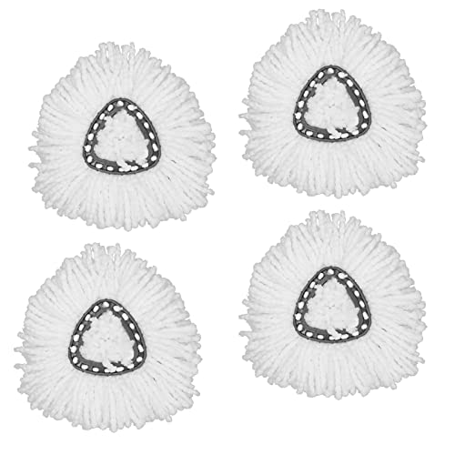4 Packs Mop Heads Replacements for EasyWring Spin Mop, Microfiber Spin Mop Refills, Triangle Easy Cleaning Spin Mop Replacement Head, White