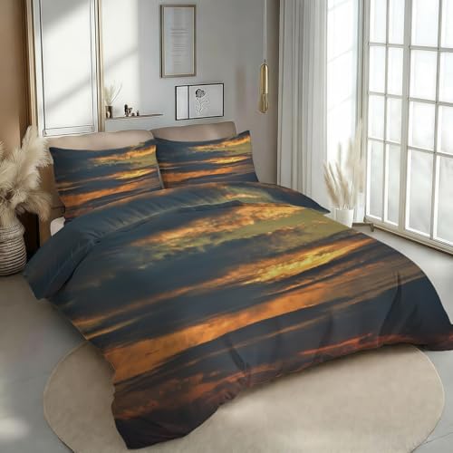 Housse de couette microfibre 240x260 orange brun anti-plis avec fermeture éclair - 3