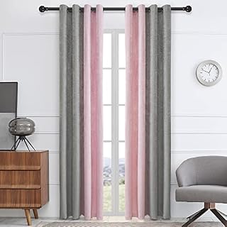 Blackout Curtains for Living Room Thermal Insulated Room Darkening Ombre Curtains Window Drapes for Bedroom Grommet Grey Orange 63 inch Long 2 Panels