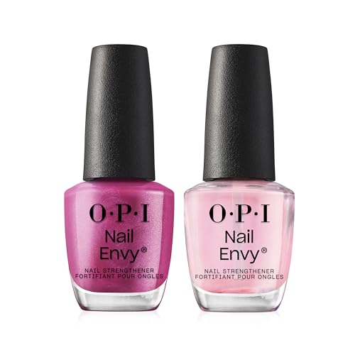 OPI Nail Envy Pack Duo Esmalte de Uñas, Tratamiento Fortalecedor de Uñas, Tonos Rosas Powerful Pink (15ml) + Pink to Envy (15ml)