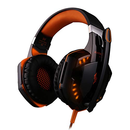 KuanDar Ele Los Auriculares con Micrófono para Juegos, Ps4 con Micrófono Pueden Sacudir La Cancelación De Ruido Aplicable A Las Computadoras De Pc, Orange