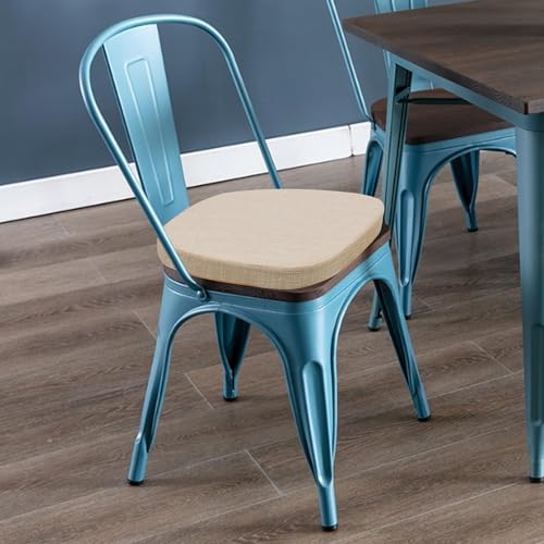 Image of baibu 14x14 Memory Foam Metal Chair Cushions Set of 2, Dual-Layer Design Non-Slip Metal Dining Chair Pads Kitchen Seat Cushion with Machine Washable Cover, Light Beige