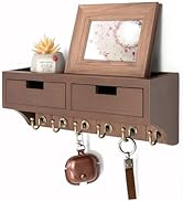 Rebee Vision Key and Mail Holder Wall Mount with 2 Drawer Organizer : Farmhouse Key Holder for Wa...