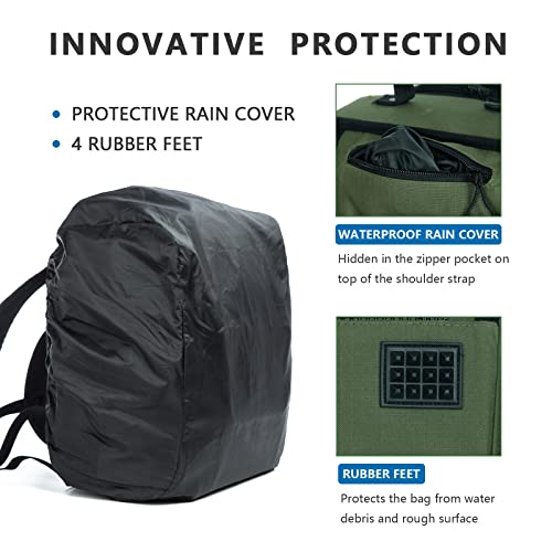 Image of AUMTISC Fishing Tackle Bag Backpack for Men with 4 Tackle Boxes, 2 Rod Holder, Rain Cover, Large Fishing Equipment Gear Bags for Camping, Hiking