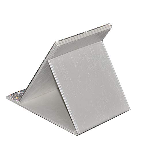 Bling tragbarer Kosmetikspiegel, faltbar, mit Schreibtisch, stehend, Kosmetikspiegel für Kosmetik (Silber)