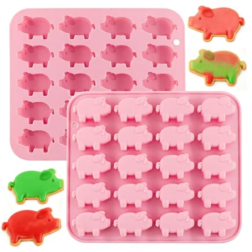 HGSHUO Silikonformen Glücksschweinchen Backform Kuchenform Silikon Form Schweinchen Kuchenbackform Mousse Schokoladenformen Dessert Soap Geburtstag Weihnachten Candy 2 Stück