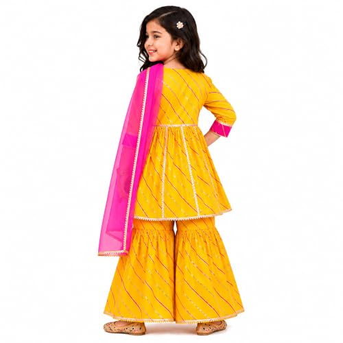 Image of LITTLE GINNIE Girls Kurta Sharara Set | Traditional Ethnic Wear for Kids