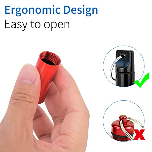 Grevosea 3 stuks kleine pillendoos sleutelhanger, draagbare pillendoosjes aluminiumlegering mini-reispillenorganisatorkoffer container waterdichte pillendoos pillenhouder voor buiten kamperen reizen - Afbeelding 4