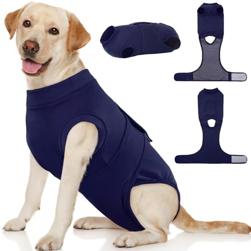 Kuoser Dog Surgery Suit Female Spay, Dog Recovery Suit Male Neuter, Puppy Clothes Onesie for Surgery Anti Licking Abdominal Wounds Pet Surgical Recovery Bodysuit Shirt, Substitute E-Collar & Cone