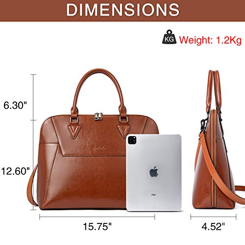 BOSTANTEN Aktetas voor Vrouwen 15.6 Inch Laptop Lederen Slanke Business Messenger Bag Schouder Tote Handtassen - Image 7