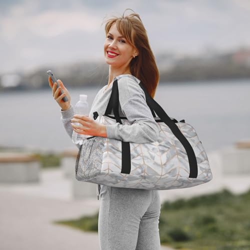 Bolsa de viaje plegable de mármol dorado rosa grande e impermeable 7