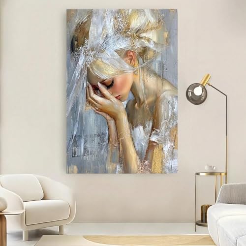 Toile Voile blanc 50x70cm tableau decoration interieure pour habiller un mur vide