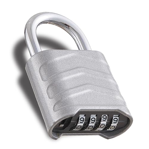PYreek Combination Padlock Heavy Duty Locker Lock 4 Digit Padlock Gym Locker Locks for Fence Gate Storage Unit (Sliver, HD_10_3.5)