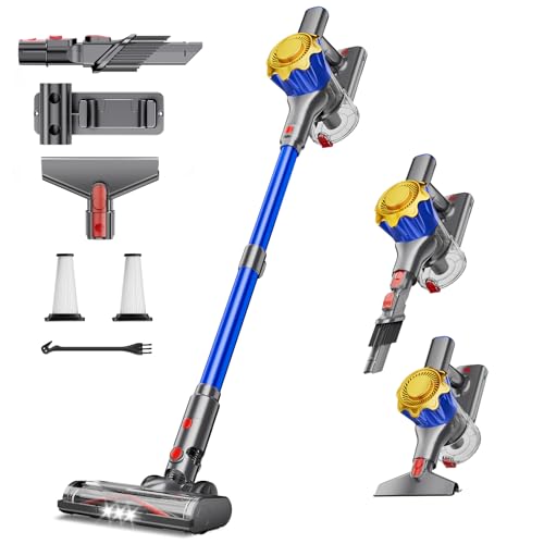 MBYULO Cordless Vacuum Cleaner, 450W 48Kpa Powerful Stick Vacuum, Up to 60Mins Rechargeable Battery, Vacuum Cleaners for Home Anti-Tangled Lightweight Handheld for Hardwood Floor, Carpets, Pet Hair