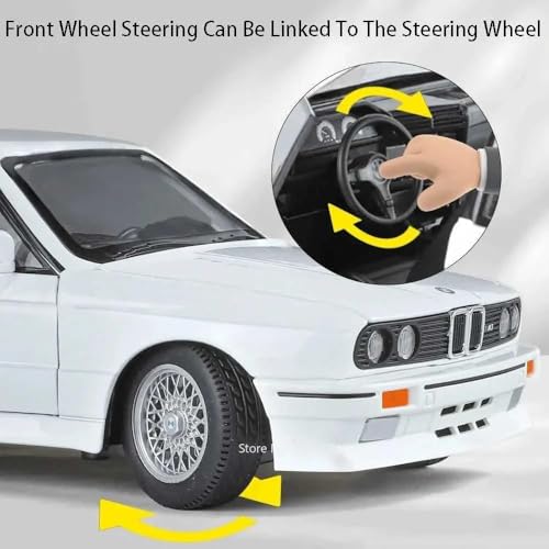 Image of WORSHIPER Big size1:24 B-M-W M3 E30 1988 1:24 diecast Metal Pullback Toy car with openable Doors & Light, Music Boys car for Kids Best Toys Gifts Toys for Kids (1:24 B-M-W M3 E30 - Black)