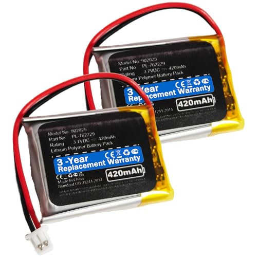 Nzzz 2Pcs 420mAh PL-762229 Battery fits Educator ET-300 Receive ET-302 Dog Collar ET-302-L/ET-300-L Transmitter ET-300TS/ET-302/ET-302-L/ET-402 Receiver V2015-E05