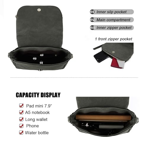 Image of Crossbody Bags for Women Small Pu Leather Over the Shoulder Purses and Flap Cross Body Handbags with Multi Pockets