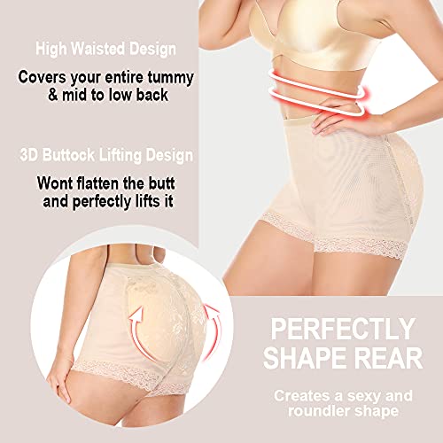 Ningmi Women Butt Lifter Padded Shapewear Enhancer Control Panties Body Shaper Underwear Beige #TOP2