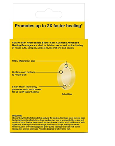 CVS Health Hydrocolloid Blister Care Cushions, 12 CT, Spot, All One Size, 13/16 in x 1-3/16 in