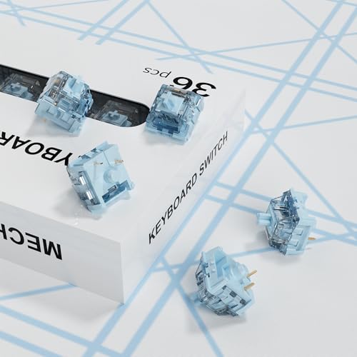Image of ZhouWang Dreamlike Blue Switch,3 Pin Replacement Pre-Lubricated Dustproof Clicky Keyboards Switch,Suitable clickers for 3D Prints and MX Mechanical Keyboard(36Pcs)