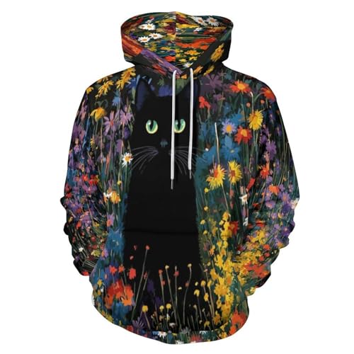 Sweat à capuche unisexe imprimé 3D avec poches pull chat
