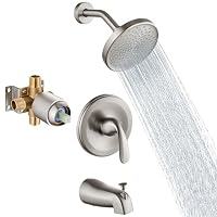 Aolemi Badewannenarmatur Mit Handbrause – Gebürstetes Nickel, 2 Hebel, 3-3/8 Zoll Lochabstand, Für Wanne & Dusche