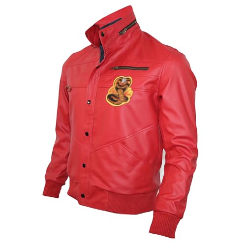 Cai Karate Kid Kobra Jacket -Johnny Lawrence Red Halloween Faux Leather Bomber Jacket For Men3