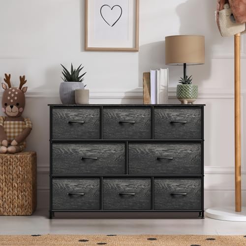 Sorbus Wide 8-Drawer Dresser, Wood Top & Fabric Drawers (Gray Wood) - image 5