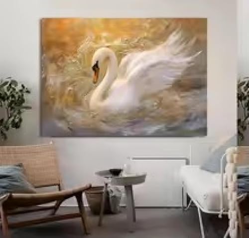 Affiche cygne blanc au coucher de soleil pour créer un salon apaisant et lumineux