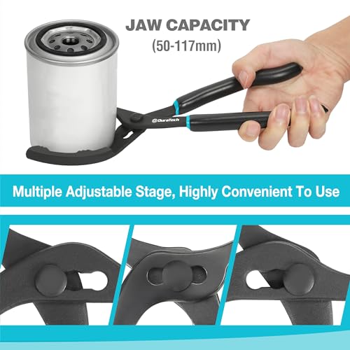 DURATECH 12” verstelbare oliefiltertang, 2-delige universele verstelbare oliefiltersleutelset, 3-klauw 2 weg verwijderingsgereedschap, 63mm-103mm capaciteit - Afbeelding 4