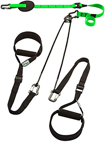 Sling-Trainer Exclusive Elastic Alu, Fitness zuhause, Schlingentrainer inkl. Umlenkrolle & Türanker, Längenverstellung 160-360 cm, 350 kg