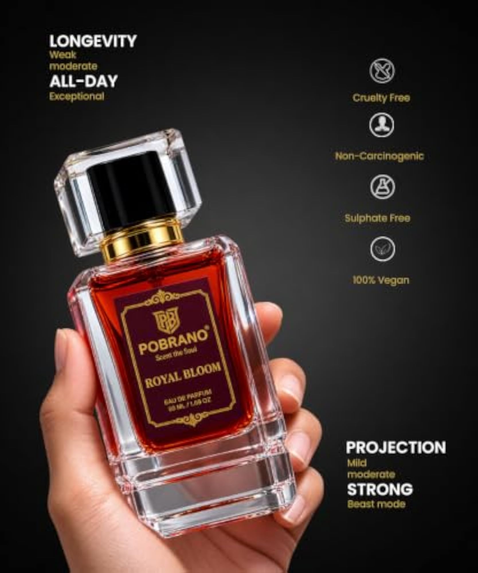 POBRANO Royal Bloom Eau De Parfum, Elegant Fragrance