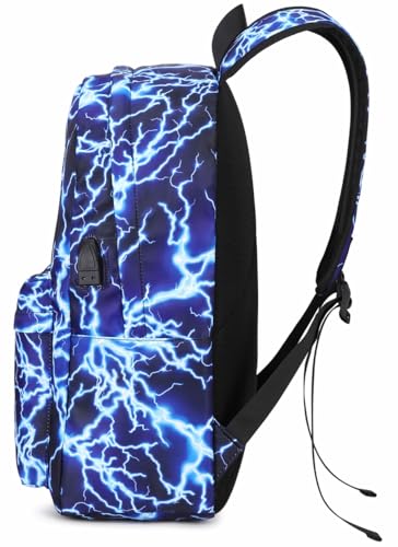 Boy Backpack Elementary School Bookbag Middle Lightweight Lightning Laptop Teenager Durable Waterproof 17 In (1-Blue)4