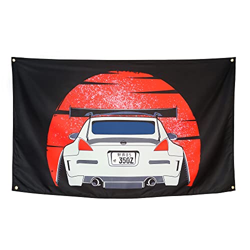 WHGJ JDM GTR Vintage Car Flag 3x5 FT for Garage, Tapestry Poster Banner
