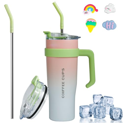 Euakee 40 oz Thermal Mug, 1182 ml Hot Cold Drinks Vacuum Drinking Cup with Straw and Handle, 304 Double-Walled Stainless Steel Vacuum Insulated Mug, Coffee Mug to Go, BPA Free (Gradient) Euakee 40 oz Thermal Mug, 1182 ml Hot Cold Drinks Vacuum Drinking Cup with Straw and Handle, 304 Double-Walled Stainless Steel Vacuum Insulated Mug, Coffee Mug to Go, BPA Free (Gradient)